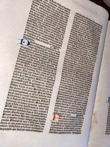 Nicolaus de Lyra - Leaf Italian Incunable Biblia ( Paralipomenon ) latina Venice Italy incunabolo - 1482
