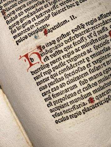 Nicolaus de Lyra - Sheet from Incunable Biblia latina Venice Italy incunabolo - 1482