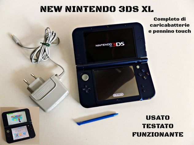 NINTENDO NEW 3DS XL Blu metallizzato USATO FUNZIONANTE  memoria 4GB