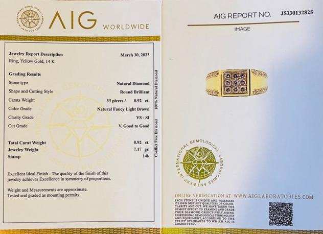 No Reserve  Certified - 14 carati Oro - Anello - 0.92 ct Diamante
