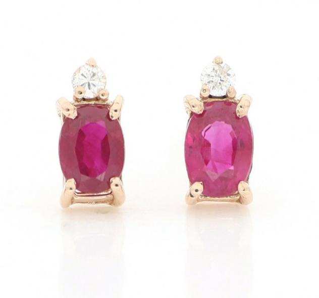  No reserve price  - 0.56 ct. - 18 carati Oro rosa - Orecchini Rubini - Diamante