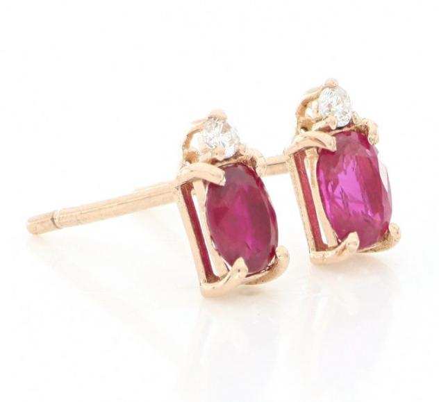  No reserve price  - 0.56 ct. - 18 carati Oro rosa - Orecchini Rubini - Diamante