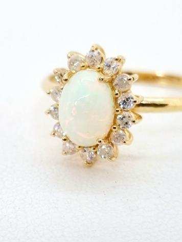 No Reserve price - 14 carati Oro - Anello - 0.75 ct Opale - Diamanti
