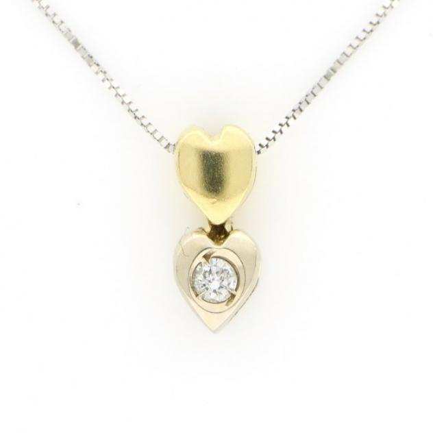 No reserve price - 18 carati Oro bianco, Oro giallo - Collana - 0.05 ct Diamante