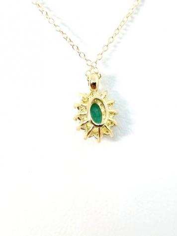 No Reserve price - 18 carati Oro - Collana con pendente - 0.30 ct Smeraldo - Diamanti