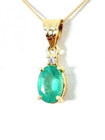 No Reserve price - 18 carati Oro - Collana con pendente - 0.83 ct Smeraldo - Diamanti