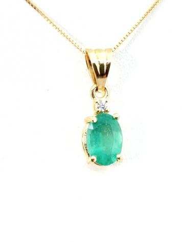 No Reserve price - 18 carati Oro - Collana con pendente - 0.83 ct Smeraldo - Diamanti