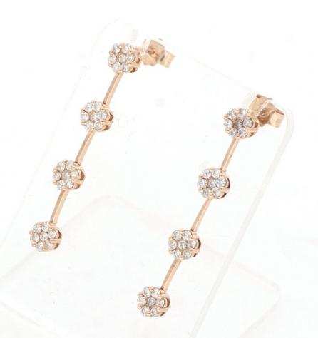  No reserve price  New - 0.67 ct. - 18 carati Oro rosa - Orecchini Diamanti