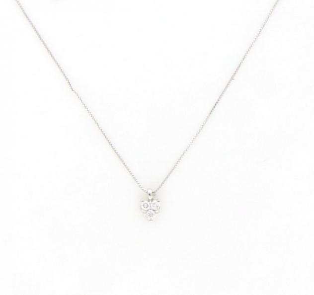  No Reserve Price  New - 18 carati Oro bianco - Collana con pendente - 0.12 ct Diamante