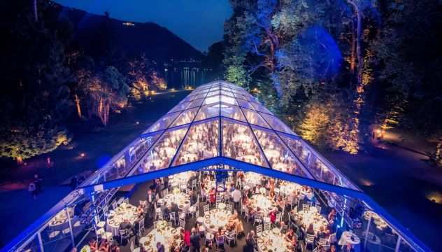 Noleggio tende gazebo trasparenti crystal eventi matrimoni Lago di Como Milano