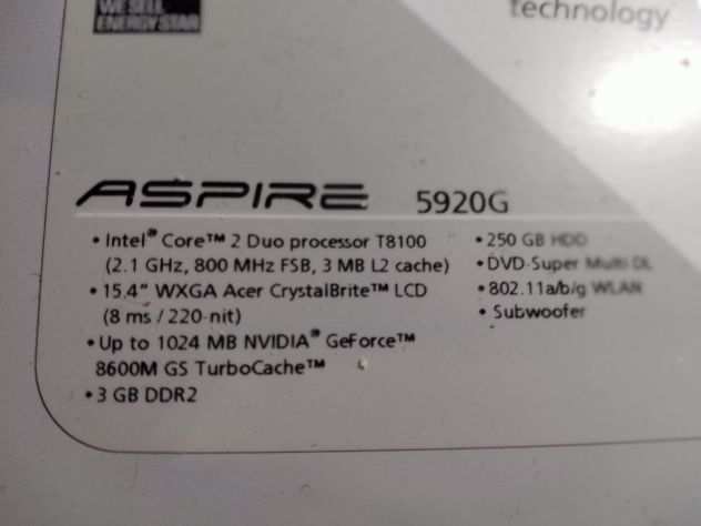 Notebook Acer Aspire 5920G quotda revisionarequot