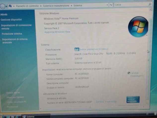 Notebook Acer Aspire 5920G quotda revisionarequot