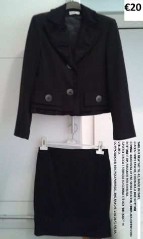 Nuovo. Tailleur completo, nero tg. 42, invernale, giacca  gonna