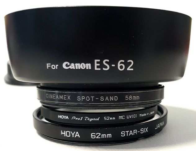 Obiettivo Canon lens EF 50 mm. F.1,8  accessori