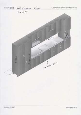 OCCASIONE STOCK CUCINA COMPONIBILE OMP. 272 MOD. CARMEN VERDE