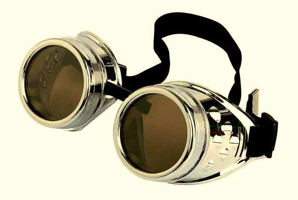 Occhiali CROMO CROMATI pilota lenti vetro moto harley elastico