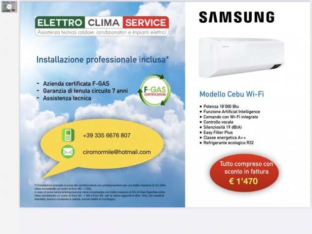 Offerta installazione climatizzatore Samsung Con SCONTO IN FATTURA
