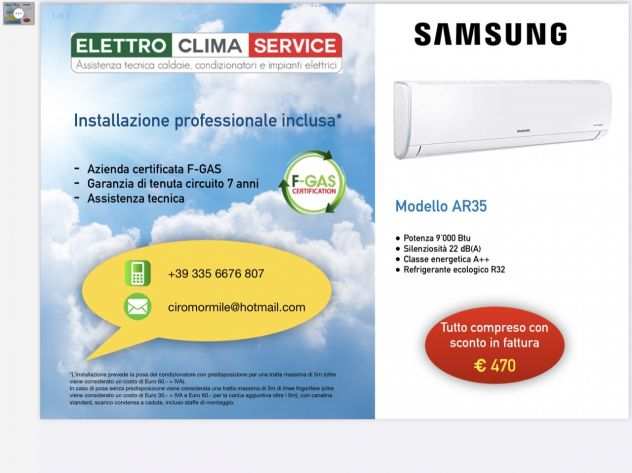 Offerta installazione climatizzatore Samsung Con SCONTO IN FATTURA