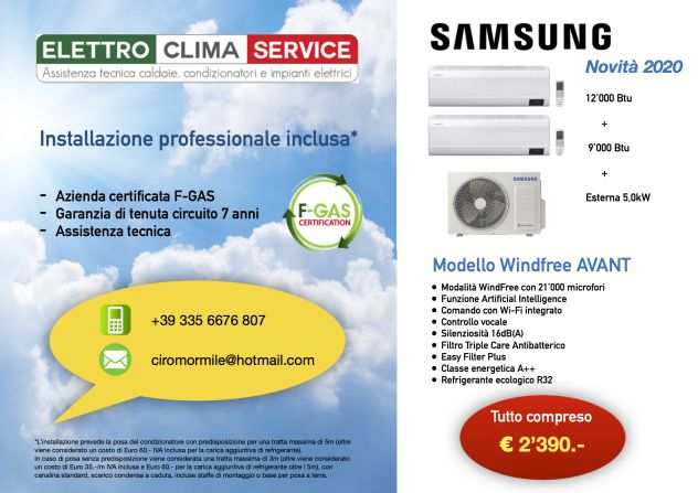 Offerta installazione nuovo climatizzatore Samsung