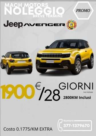 Offerta noleggio nuova jeep avenger 28 GIORNI