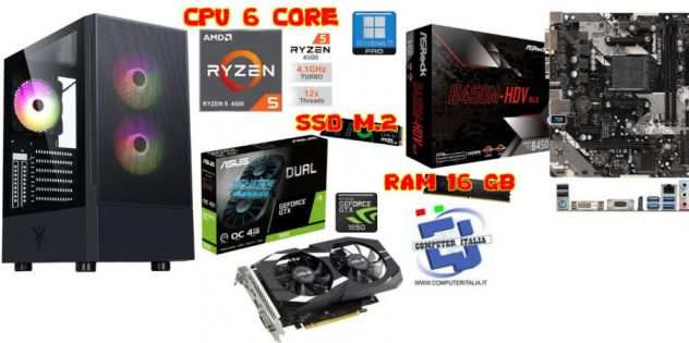 OFFERTA PC GAMING RYZEN 5 4500 6 CORE  16GB RAM  SSD M.2  NVIDIA GTX 1650-4GB