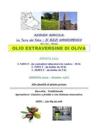 Olio extravergine di oliva - Raccolta 2023