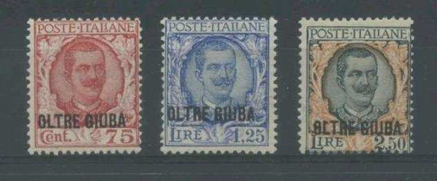 Oltregiuba italiana 1926 - Floreale, 3 valori soprastampati Oltre Giuba - Sassone