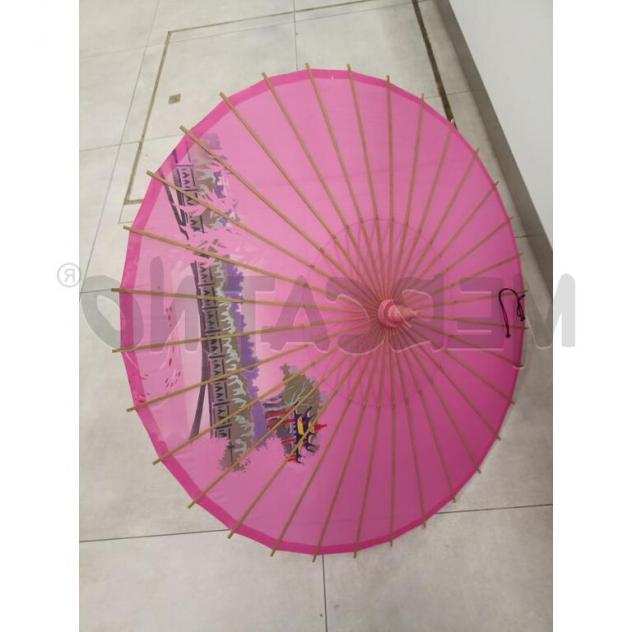 Ombrellino parasole rosa orientale legno