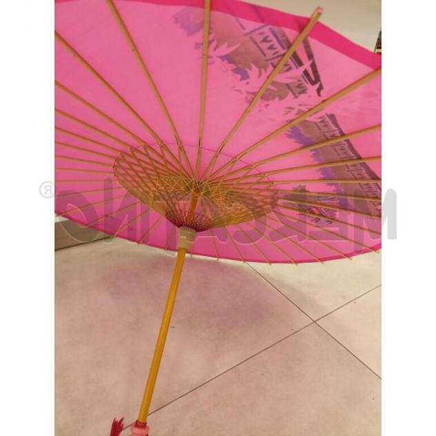 Ombrellino parasole rosa orientale legno