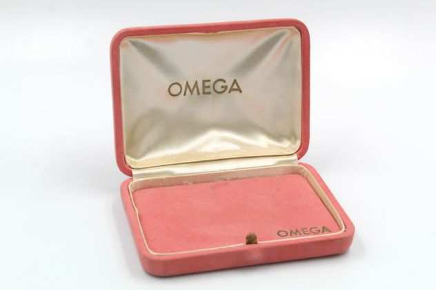 Omega Scatola In Pelle Scamosciata Rosa Vintage Anni 6070 N.504 Elegante