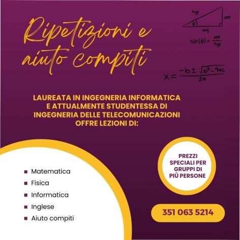 ONLINE Ripetizioni di MATEMATICA, FISICA, INGLESE, INFORMATICA