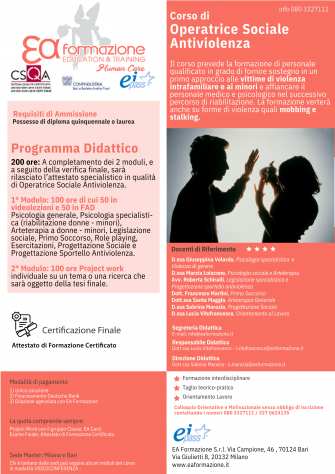 OPA08 - Corso di formazione per Operatrice Sociale Antiviolenza