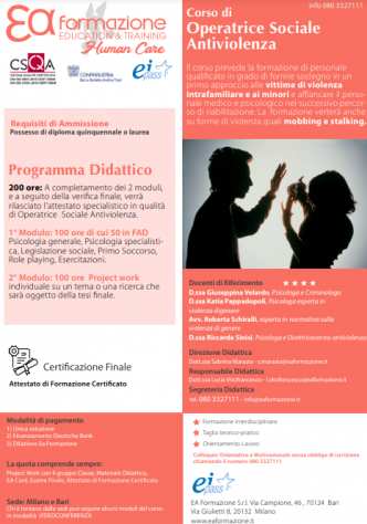 OPA08 - Corso di formazione per Operatrice Sociale Antiviolenza