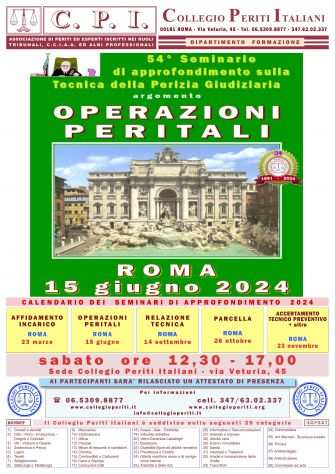 OPERAZIONI PERITALI - ROMA - sabato 15 giugno 2024 - 54deg seminario