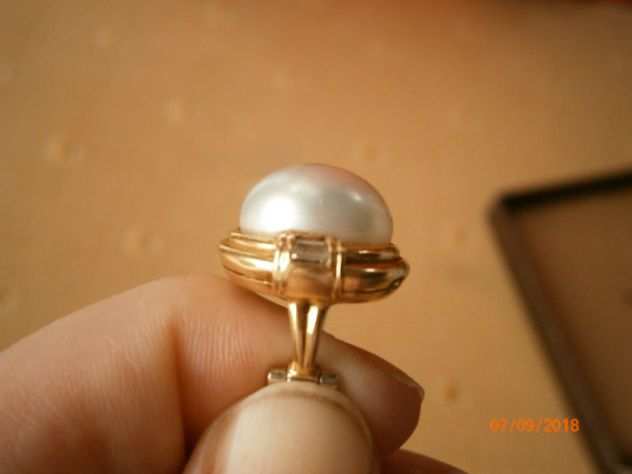 Orecchini autentici in oro, perle e brillantini