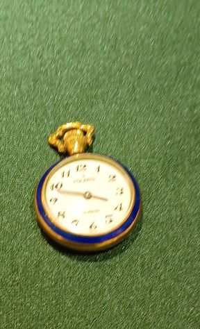 orologino a ciondolo meccanico in oro 750 e smalto - originale anni 50 -