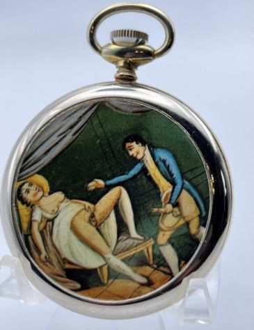 orologio da taschino erotico con automa erotico placcato oro