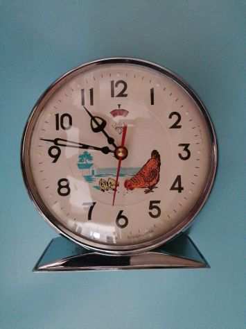 Orologio sveglia da tavolo meccanica gallina originale anni 60