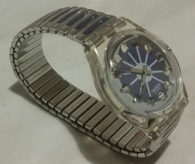 Orologio Swatch con cinturino elastico mod.Full Black Silver Swiss Made Nuovo