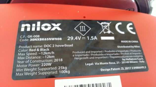 OVERBOARD Nilox doc 2 con protezioni (casco,ginocchio,ecc.)