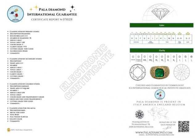 Pala Diamond 6.50 - 18 carati Oro - Anello Smeraldo - Diamanti