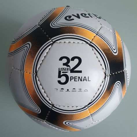 Pallone Da Calcio In Cuoio - Nuovo - Bianco e Arancio - Size 5
