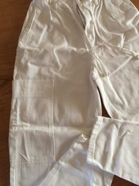Pantalone bianco donna misura 36 elastico in vita e tasche laterali