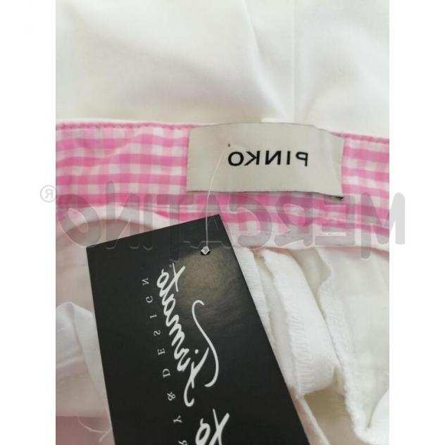 Pantalone donna pinko bianco bordo quadri rosa Taglia 42