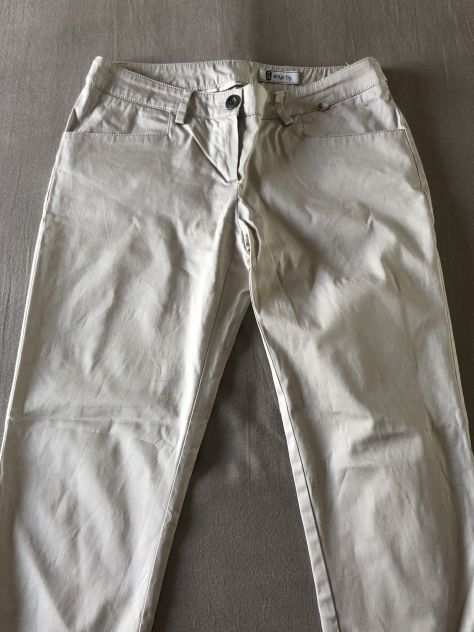 Pantaloni leggeri in cotone bianco ghiaccio