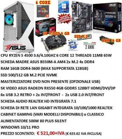 PC GAMING RYZEN 5 4500 6 CORE 16GB RAM RX550 4GB