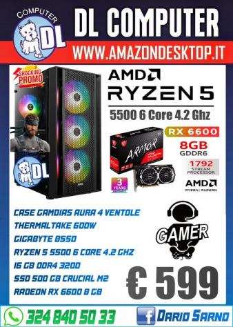 PC gaming ryZen 5500 16 GB SSd 500 m2 Rx6600 nuovi