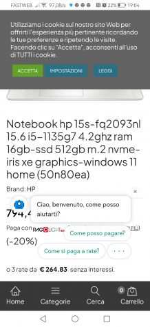 Pc portatile HP 15s-fq2093nl MAI USATO, ancora nellimballaggio