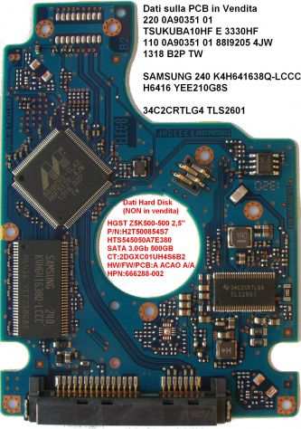 PCB Hard Disk HGST Z5K500-500 2,5 220 0A90351 01 Dati sulla scheda logica (in