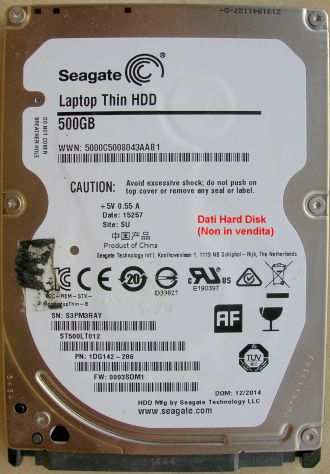 PCB Hard Disk Seagate laptop Thin HDD 500GB SATA 2,5 Dati della scheda logica (i